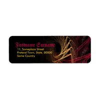 Black Gold Red Fractal Art Return Address Label