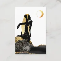 *~* Rose Goddess Black Gold Glitter Moon Business Card