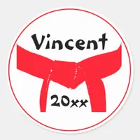 Martial Arts Red Belt Classic Round Sticker