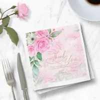 Rose Garden Wedding Thank You Pink ID764 Napkins