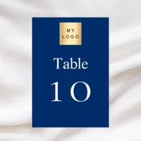 Blue white business logo table number