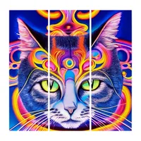 AI Generated Artsy Mystical Spiritual Cat Triptych