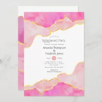 Pink and Gold Agate Engagement Party Invitation