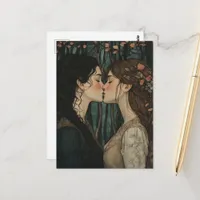The Lovers Kiss Vintage Fairytale Postcard