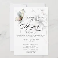 Elegant Butterfly and Dandelion Puff Pastel Ink  Invitation