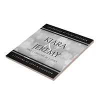 Elegant 25th Silver Wedding Anniversary Ceramic Tile