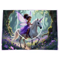 Pretty Fairy in Enchanted Forest Birthday Large Gift Bag