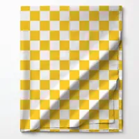 Yellow and White Classic Checkered Pattern Fabric