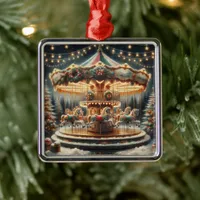 Vintage Merry-Go-Round Whimsical Christmas Metal Ornament