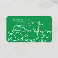 Green & White Mobile Butcher Cattle Farmer  Business Card