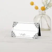 Elegant Black & White Wedding Vintage Classic Place Card