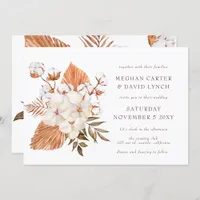 Rustic Boho  Dried Palm Cotton Tropical Wedding Invitation