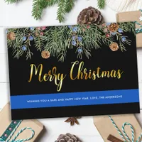 Police Merry Christmas Thin Blue Line Holiday Card