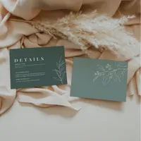  Floral Dark Sage Green Wedding Details Card