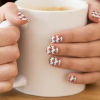 Pink Roses with Green Leaves and White Background  Minx Nail Art