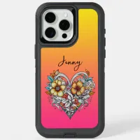 Personalized Floral Heart Romantic iPhone 15 Pro Max Case