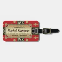 Red Gold Medieval Eastern Fusion Personalized Luggage Tag