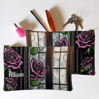 Purple roses by the window - gothic style accessory pouch