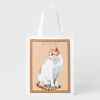 Orange Ginger and White Cat  Personalized Grocery Bag