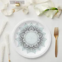 Mandala Lace Wedding Lt. Blue ID968 Paper Plates