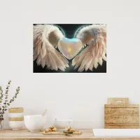 *~*  Heart White Angel Wings AP78 Opal Poster