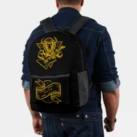 Gold Bison Buffalo Rocking out on Guitar Printed Backpack