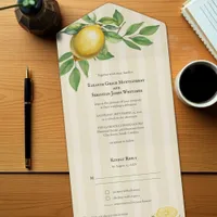 Watercolor Lemon Yellow Citrus Rustic Wedding All In One Invitation