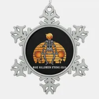 Trumpkin Make Halloween  Again Gym Fitness Funny Snowflake Pewter Christmas Ornament