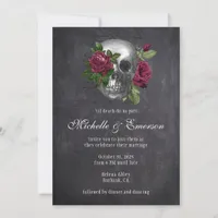 Gothic Skull Floral 'til death do us part Wedding Invitation