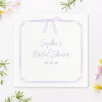Cute Lavender Simple Girly Bow Bridal Shower Napkins