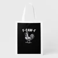 F-Caw-F Chicken Retro Graphic Grocery Bag
