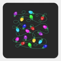 Christmas Lights -Let's Get Lit Lights- Merry & Br Square Sticker