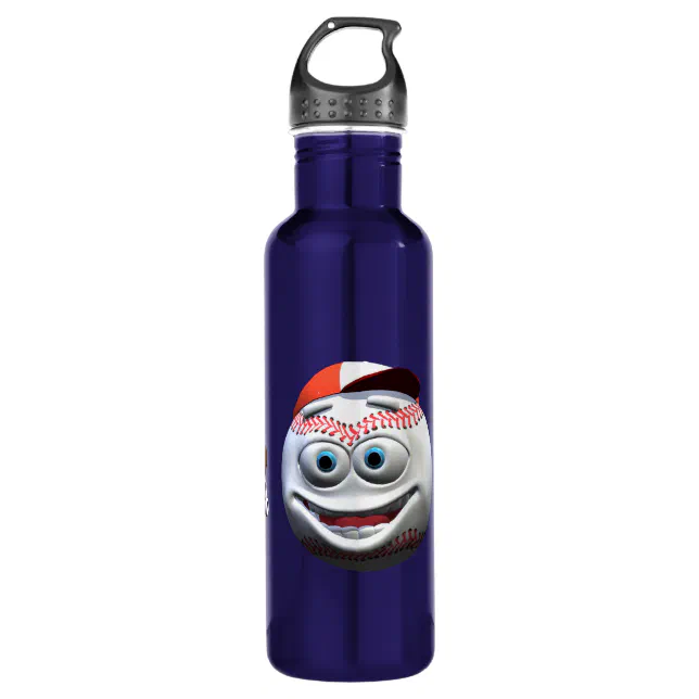 Funny Cartoon Baseball with Bat Stainless Steel Water Bottle