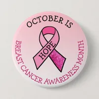 October is Breast Cancer Awareness Month Button