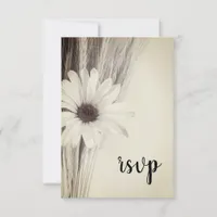 Dried Wheat and Daisy Country Farm Wedding RSVP