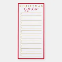 Christmas Gift List Simple Classy Red Border Magnetic Notepad