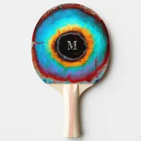 Ethereal Cosmic Eye Monogram Vibrant Abstract Art Ping Pong Paddle