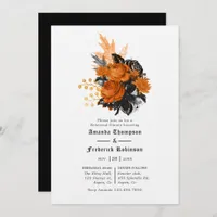 Black and Orange Shabby Floral Rehearsal Dinner Invitation