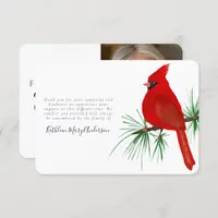 Cardinal Photo Sympathy Funeral Thank You Card