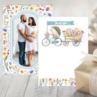 Blue Photo Thank You Card – Hedgehog Baby Shower