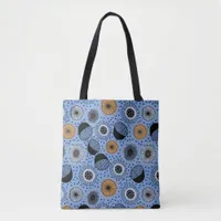 Modern Blue Floral Pattern Tote Bag