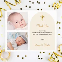 Budget baptism photo twins elegant thank you