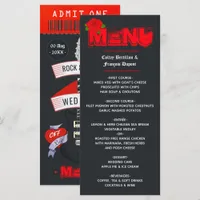 Rock and Roll Wedding Ticket Menu