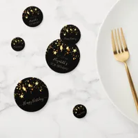 30th birthday party black gold stars confetti
