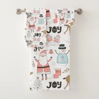 Santa, Snowman, Reindeer Pattern ID559 Bath Towel Set