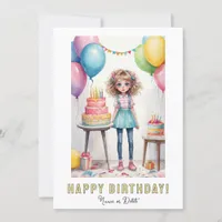 *PHOTO NAME Birthday Card Girl - Cakes