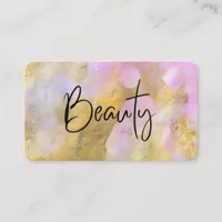 *~* BEAUTY Script Gold Foil Pink  Business Card