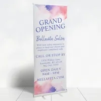 Purple Pink Watercolor Salon Grand Opening Retractable Banner