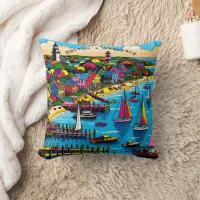 Martha's Vineyard | Colorful Abstract Art Throw Pillow