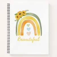 Sunflower Boho Rainbow Personalized   Notebook